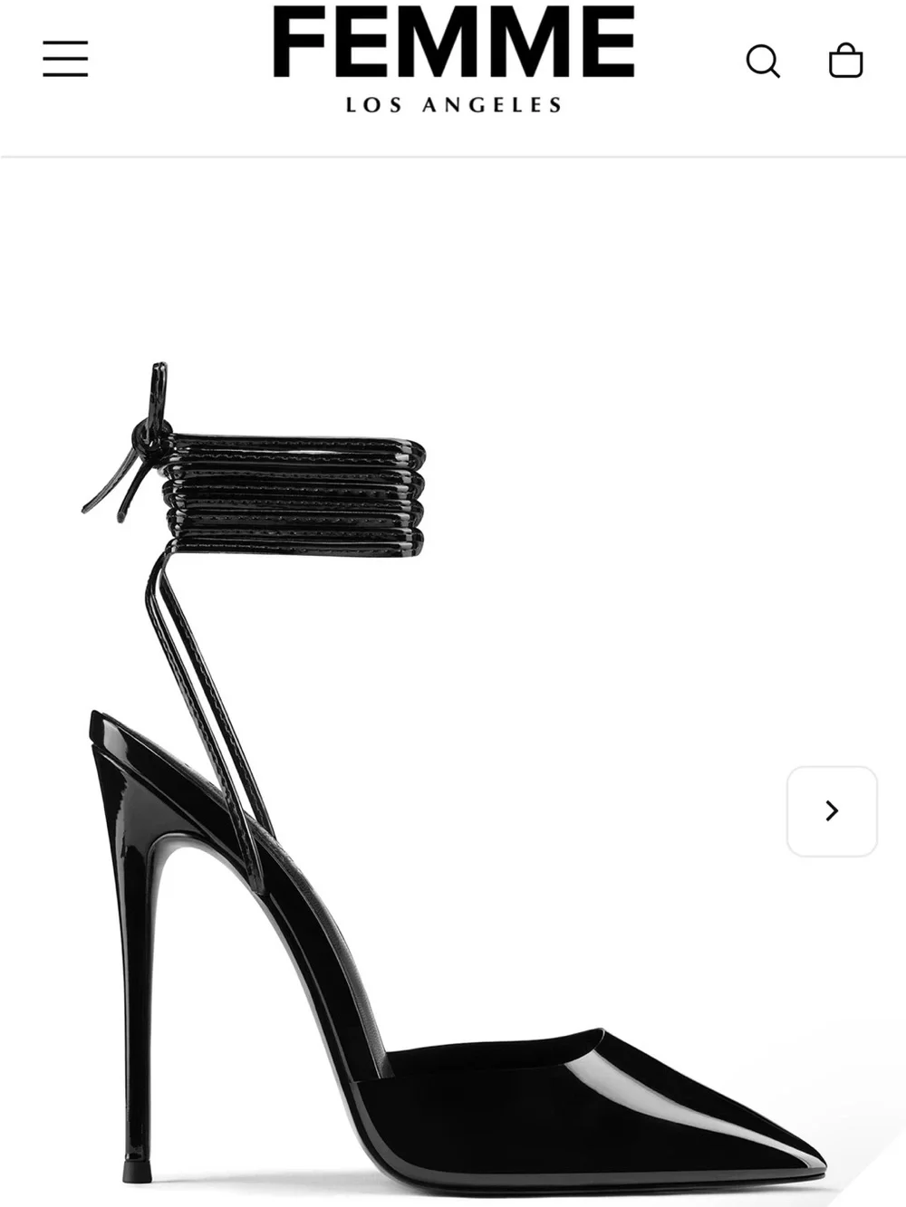 Femme LA Luisa Lace Up in GlazedBlack Pointed Toe Lace-Up Women's Heels